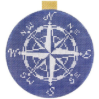 Compass Rose Ornament   Navy Painted Canvas Kirk & Bradley 

