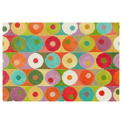 Contemporary Circles Collage on 18 Painted Canvas NeedleDeeva  - 1