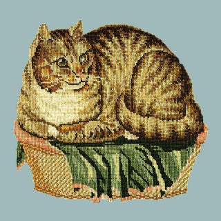Contented Cat Needlepoint Kit Kits Elizabeth Bradley Design Pale Blue 
