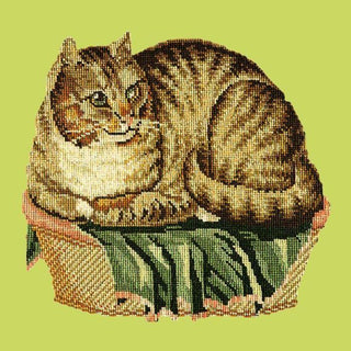 Contented Cat Needlepoint Kit Kits Elizabeth Bradley Design Pale Lime 
