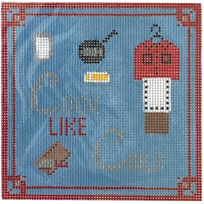 Cook Like Child Painted Canvas Kimberly Ann Needlepoint 