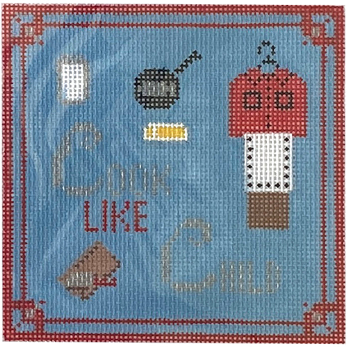 Cook Like Child Painted Canvas Kimberly Ann Needlepoint 
