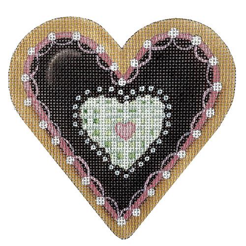 Cookie Hearts - Pink & Chocolate Painted Canvas Melissa Shirley Designs 