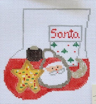 Cookies & Milk Mini Sock with Star Cookie Insert Painted Canvas Kathy Schenkel Designs 
