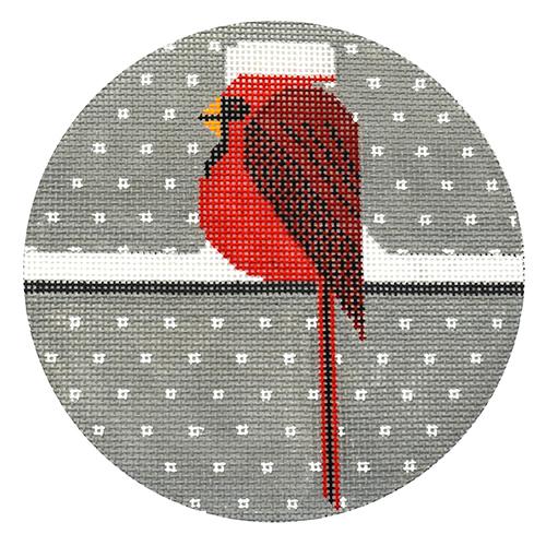 Cool Cardinal Ornament Painted Canvas Charley Harper  - 1
