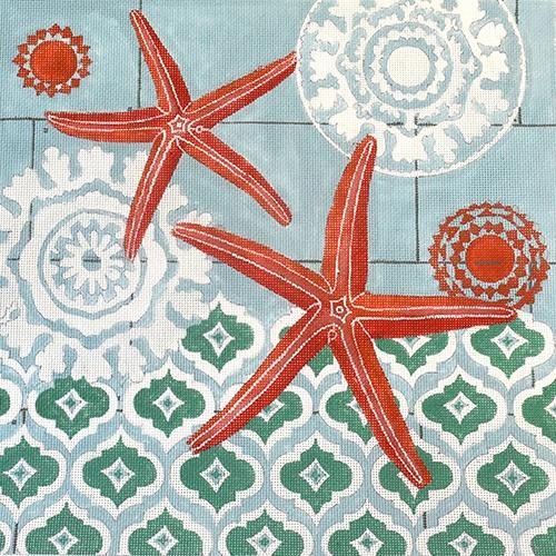 Coral Coves Shells 2 Painted Canvas All About Stitching/The Collection Design 