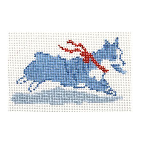 Corgi with Bow Ornament Painted Canvas The Plum Stitchery  - 1