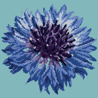 Cornflower 12" Needlepoint Kit Kits Elizabeth Bradley Design Duck Egg Blue 
