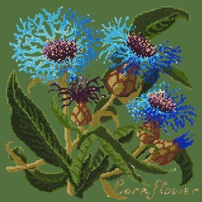 Cornflower Needlepoint Kit Kits Elizabeth Bradley Design Dark Green 
