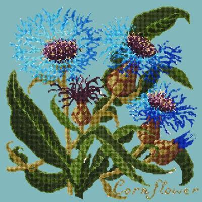 Cornflower Needlepoint Kit Kits Elizabeth Bradley Design Duck Egg Blue 
