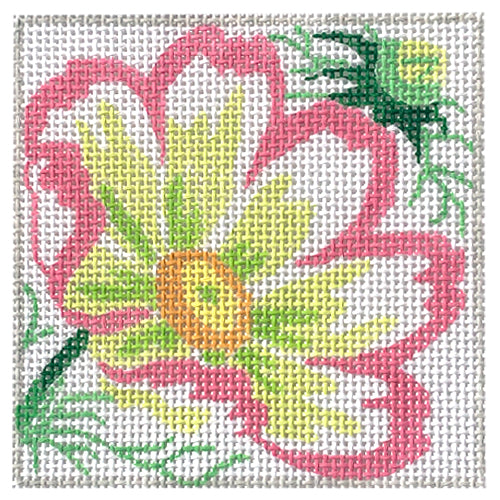 Cosmos Coaster #4 Needlecraft Canvas Needlepoint.Com 