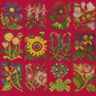 Cottage Garden Favourites Needlepoint Kit Kits Elizabeth Bradley Design Bright Red 
