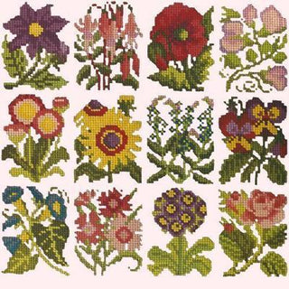 Cottage Garden Favourites Needlepoint Kit Kits Elizabeth Bradley Design Cream 
