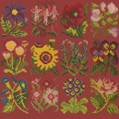 Cottage Garden Favourites Needlepoint Kit Kits Elizabeth Bradley Design Dark Red 