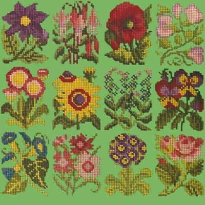 Cottage Garden Favourites Needlepoint Kit Kits Elizabeth Bradley Design Grass Green 
