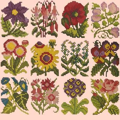 Cottage Garden Favourites Needlepoint Kit Kits Elizabeth Bradley Design Salmon Pink 
