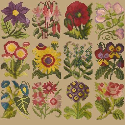 Cottage Garden Favourites Needlepoint Kit Kits Elizabeth Bradley Design Sand 
