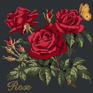 Cottage Garden Rose Needlepoint Kit Kits Elizabeth Bradley Design Black 
