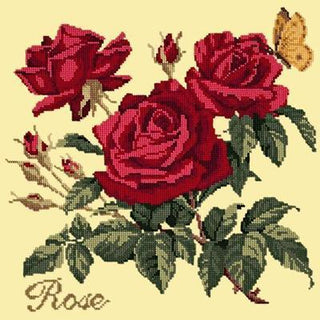 Cottage Garden Rose Needlepoint Kit Kits Elizabeth Bradley Design Butter Yellow 
