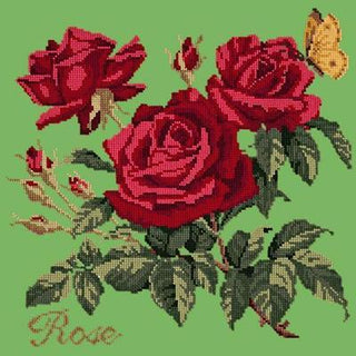 Cottage Garden Rose Needlepoint Kit Kits Elizabeth Bradley Design Grass Green 
