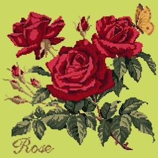 Cottage Garden Rose Needlepoint Kit Kits Elizabeth Bradley Design Pale Lime 
