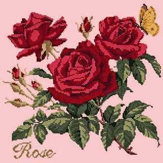 Cottage Garden Rose Needlepoint Kit Kits Elizabeth Bradley Design Pale Rose 
