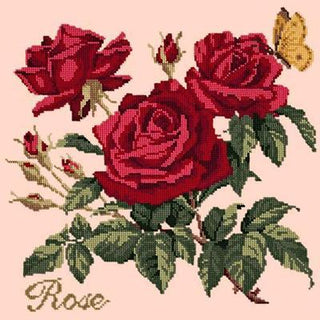 Cottage Garden Rose Needlepoint Kit Kits Elizabeth Bradley Design Salmon Pink 
