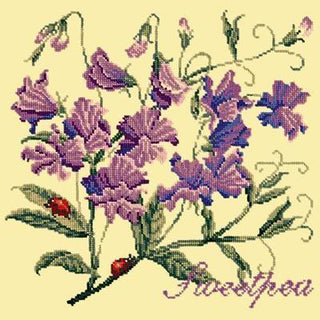 Cottage Garden Sweetpea Needlepoint Kit Kits Elizabeth Bradley Design Butter Yellow 
