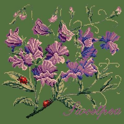Cottage Garden Sweetpea Needlepoint Kit Kits Elizabeth Bradley Design Dark Green 
