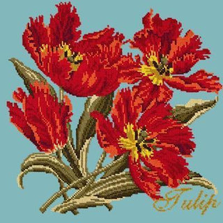 Cottage Garden Tulip Needlepoint Kit Kits Elizabeth Bradley Design Duck Egg Blue 
