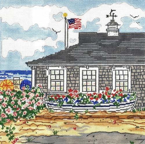Cottage with Boat Painted Canvas Susan Wallace Barnes 