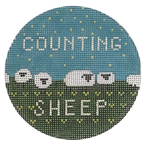 Counting Sheep Round Painted Canvas Alice & Blue  - 1