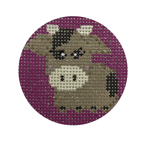 Cow Round Painted Canvas Funda Scully 