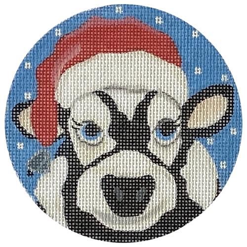 Cow Santa Round Painted Canvas Pepperberry Designs 
