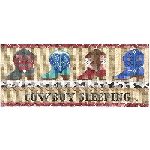 Cowboy Sleeping Sign Painted Canvas Funda Scully  - 1