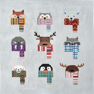 Cozy Critter Pillow with Stitch Guide Painted Canvas Burnett & Bradley 
