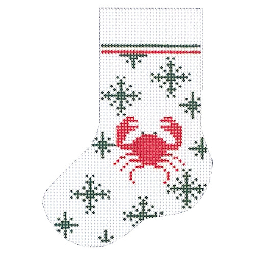 Crab Mini Stocking Painted Canvas J. Child Designs 