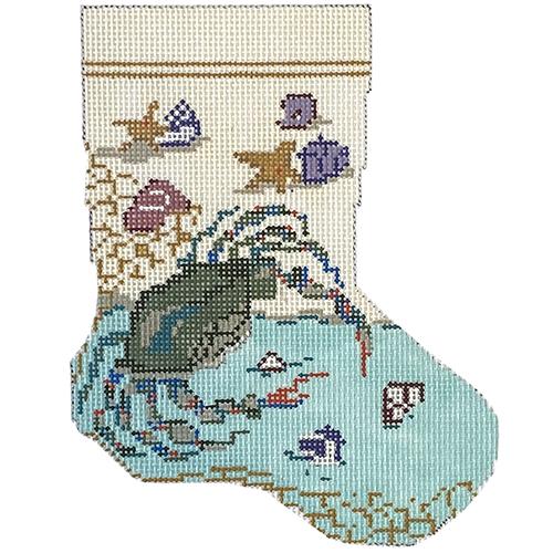Crab Net Mini Stocking on 18 Painted Canvas Needle Crossings  - 1