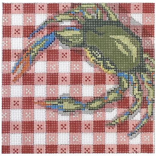 Crab on Tablecloth on 18 Painted Canvas Needle Crossings 