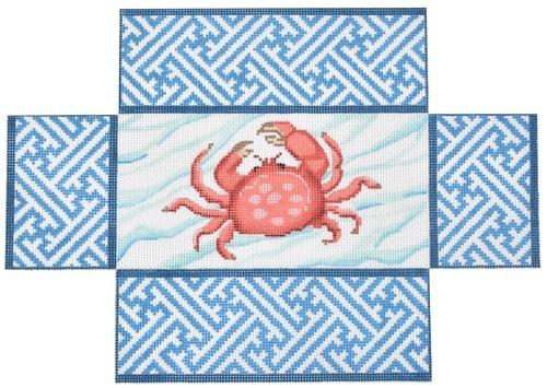Crab with Chinoisserie Border Brick Cover Painted Canvas Kate Dickerson Needlepoint Collections 