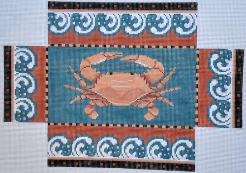 Crab with Wave Border Brick Cover Painted Canvas Susan Roberts Needlepoint Designs, Inc.  - 1