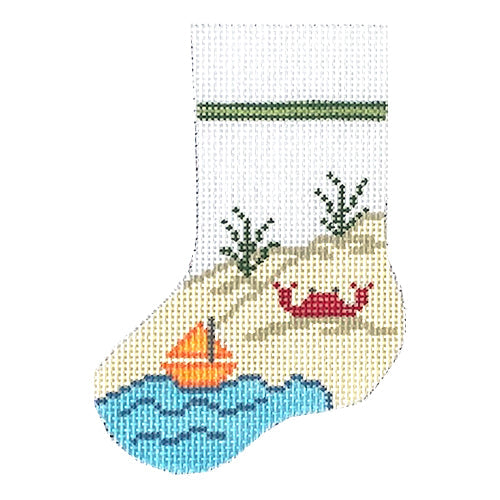 Crabby Chrismas Mini Stocking Painted Canvas J. Child Designs  - 1