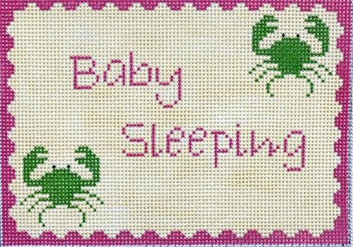 Crabs Baby Sleeping   Pink and Green Painted Canvas J. Child Designs  - 1