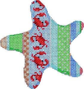 Crabs / Beach Stripe Starfish Ornament Painted Canvas Associated Talents  - 1