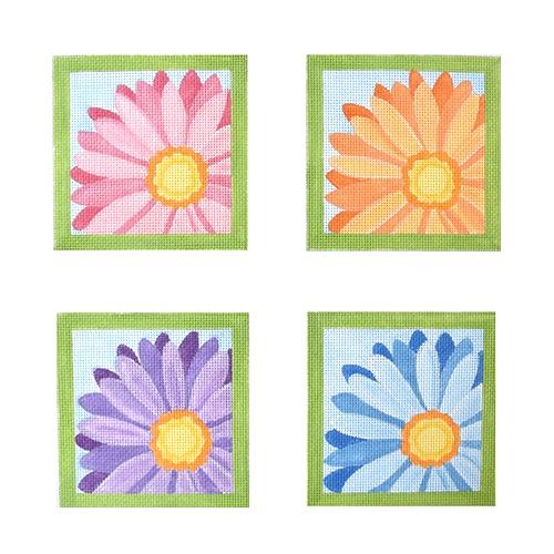 Crazy Daisy Coasters, Square Painted Canvas Pepperberry Designs  - 1