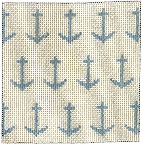 Cream and Blue Anchors Square Painted Canvas Hello Tess 