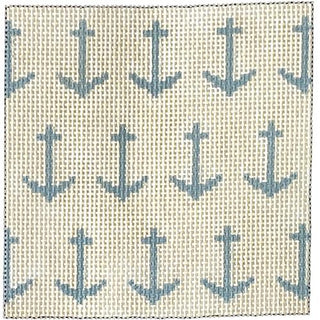 Cream and Blue Anchors Square Painted Canvas Hello Tess 
