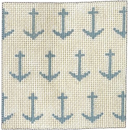 Cream and Blue Anchors Square Painted Canvas Hello Tess 
