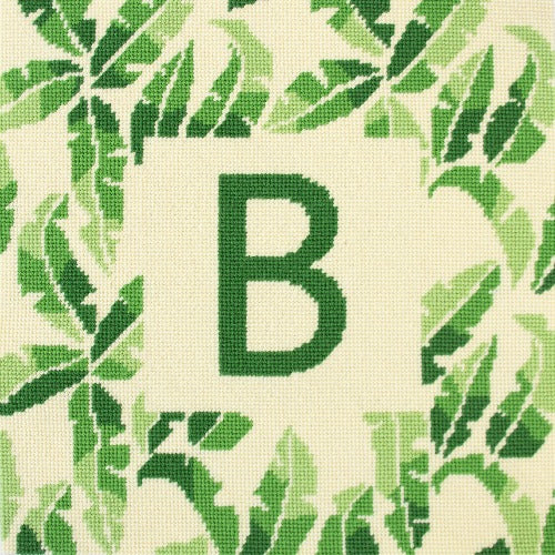 Cream Banana Palm Leaf Pillow Kit Kits Needlepoint To Go 
