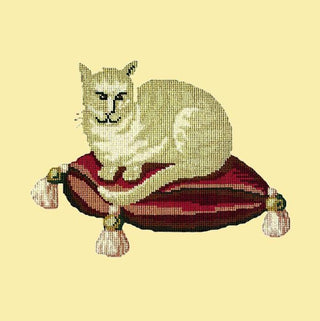 Cream Cat Needlepoint Kit Kits Elizabeth Bradley Design Butter Yellow 
